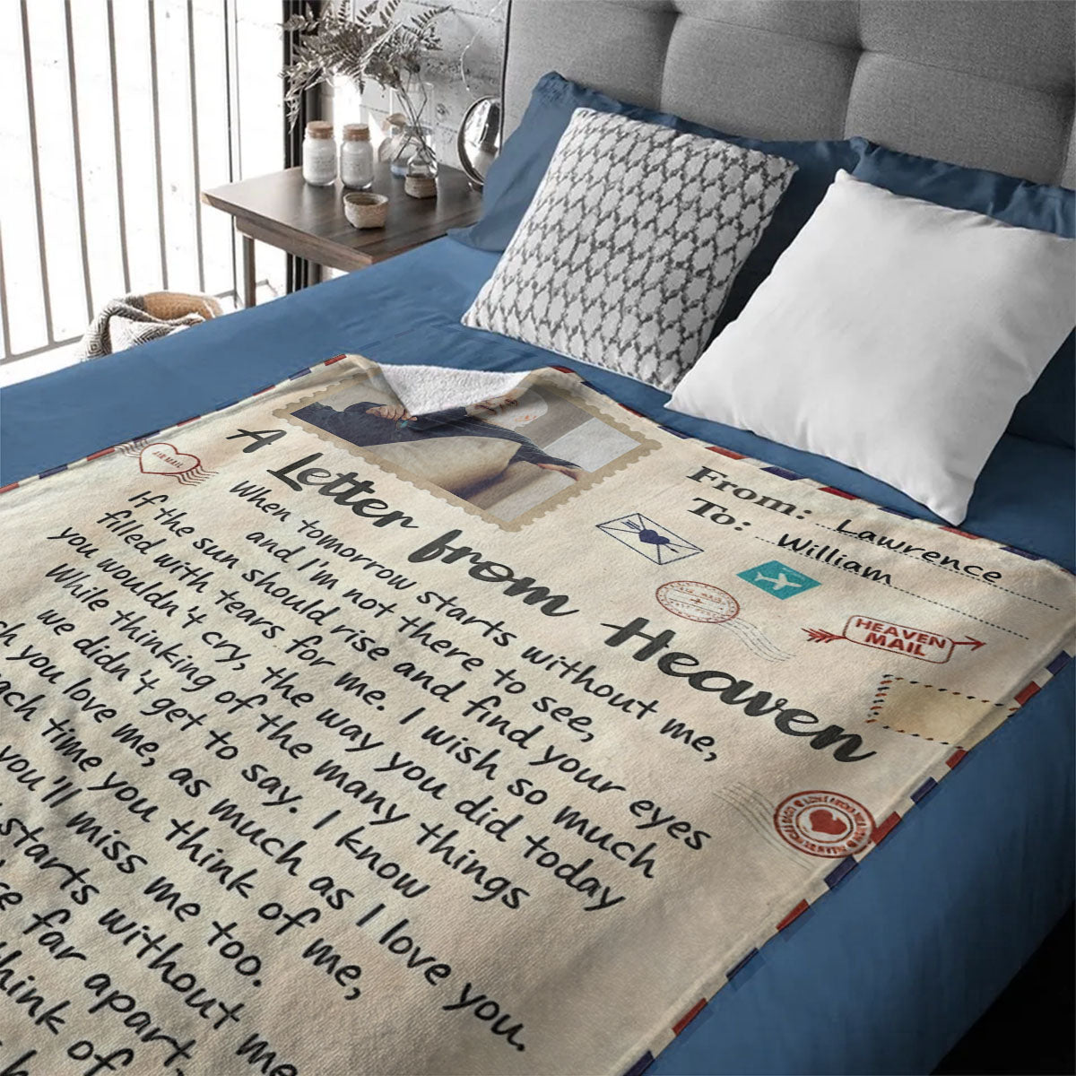 Personalized Memorial Blanket,A letter From Heaven Remembrance Fleece Blanket, Memorial Sympathy Gift for Loss of Loved Ones