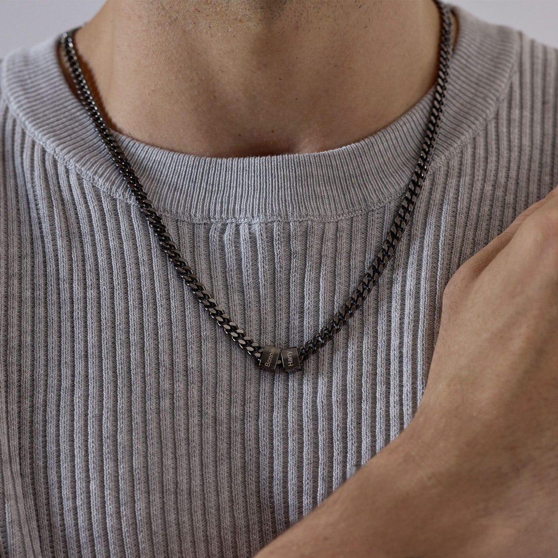 Peronslized Custom Name Bead Chain Men Necklace