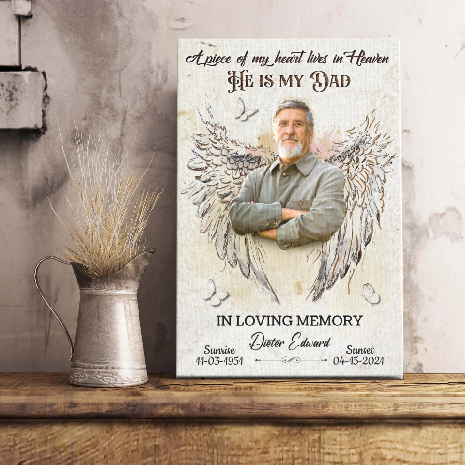 A Piece Of My Heart Personalized Lover In Loving Memory Memorial Photo Canvas Poster