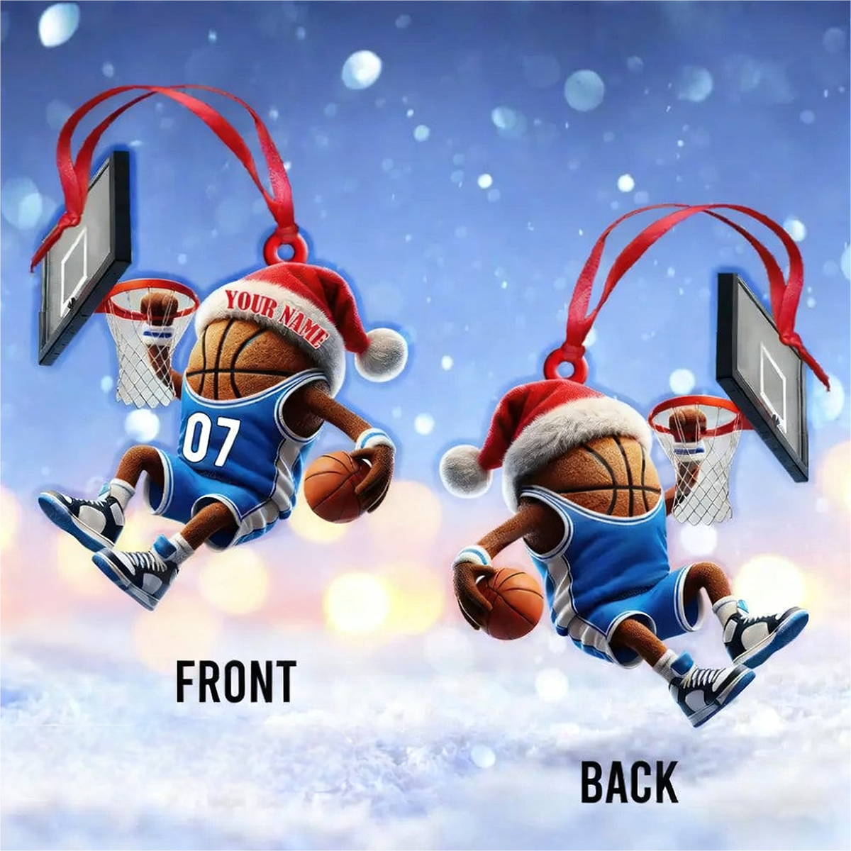 Custom Name Basketball Personalized Acrylic Ornament Basketball Team Christmas Gift