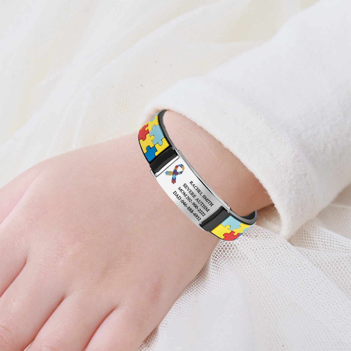 Personalized Children's Autism Awareness Medical Alert Engraved Bracelet