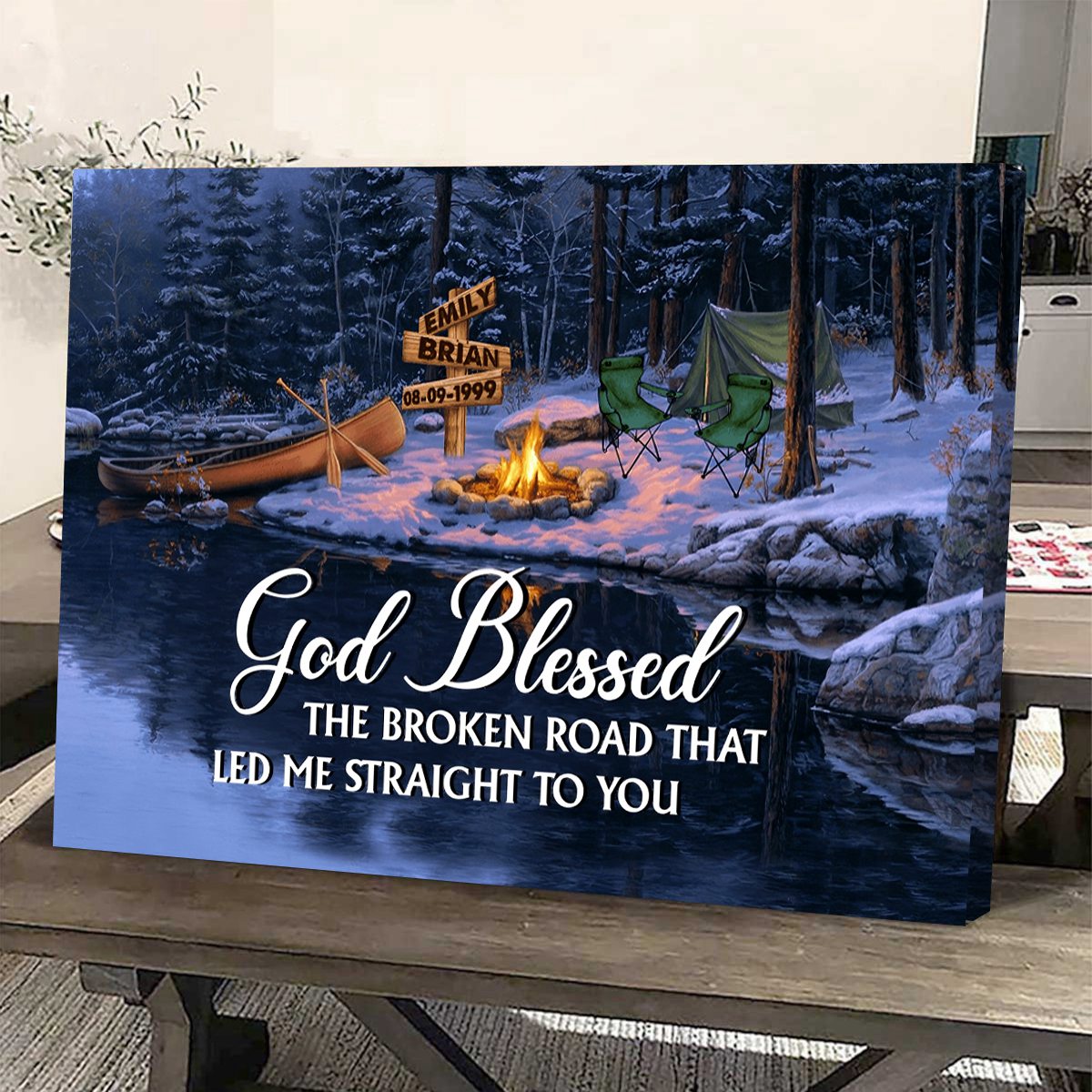 Broken Road - Personalized Camping Couple Canvas Poster