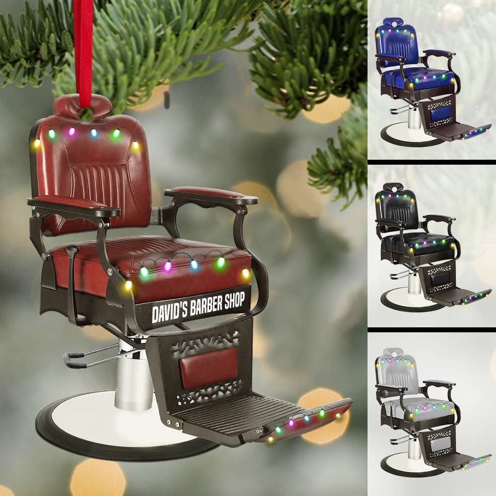 Personalized Barber Chair Ornament - A Unique Christmas Gift for Our Hero Barber
