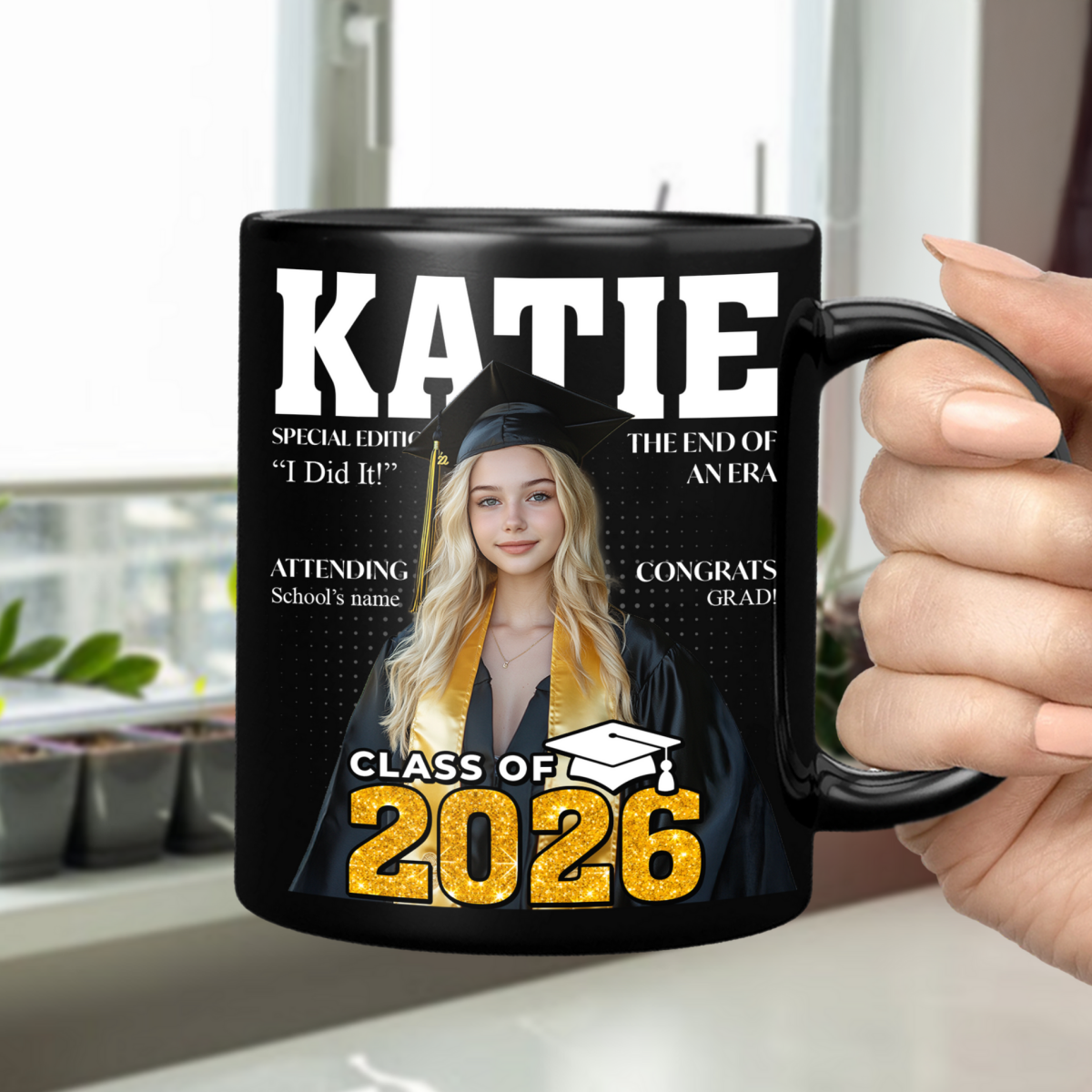 Congratulations Class Of 2026 Magazine Black Mug- Personalized Custom Mug
