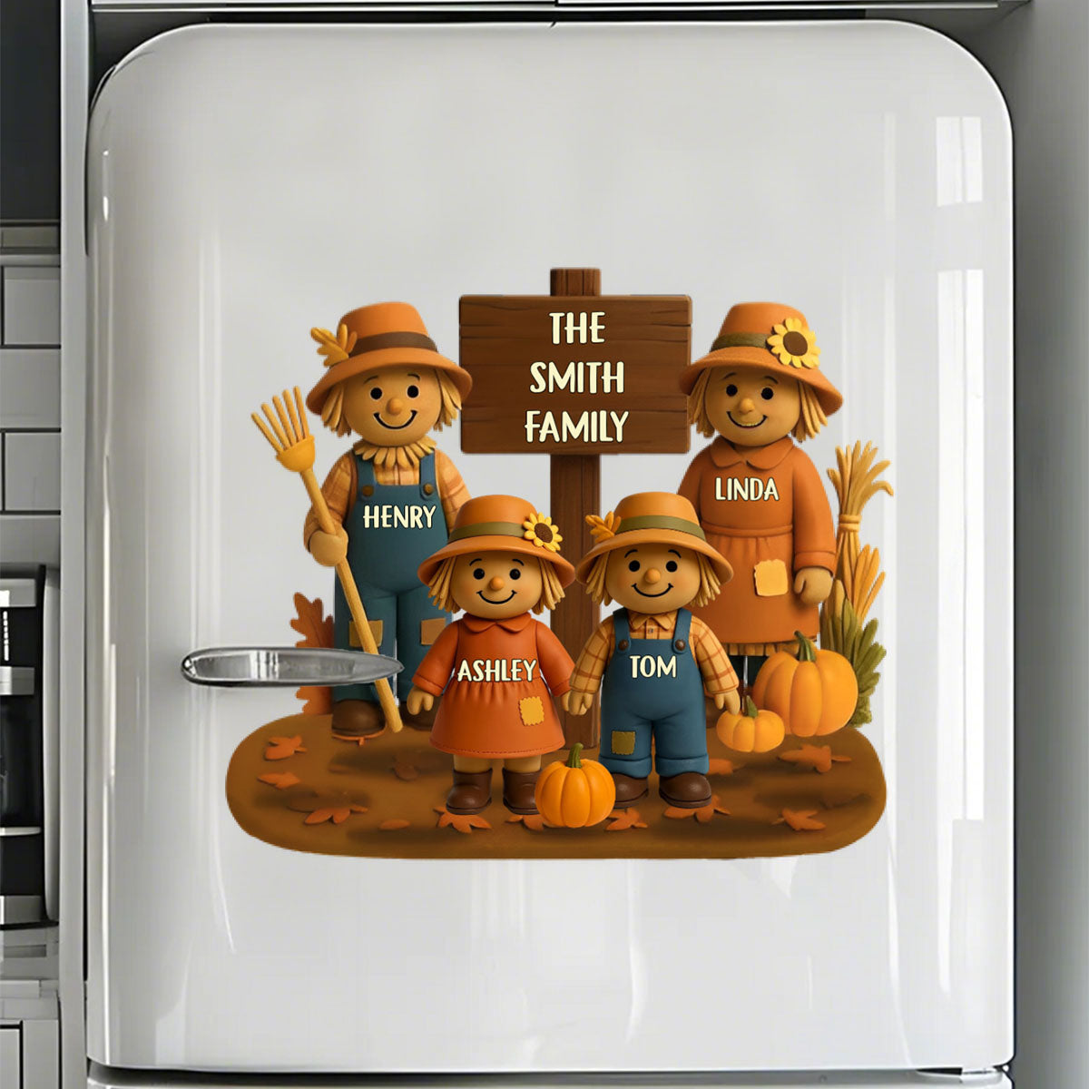 Fall Season Scarecrow Family Personalized Decal