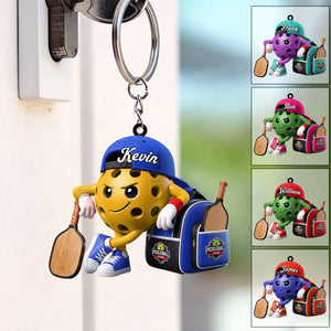 Pickleball Player Personalized Cute Pickleball Mascot Keychain Gift For Pickleball Lovers