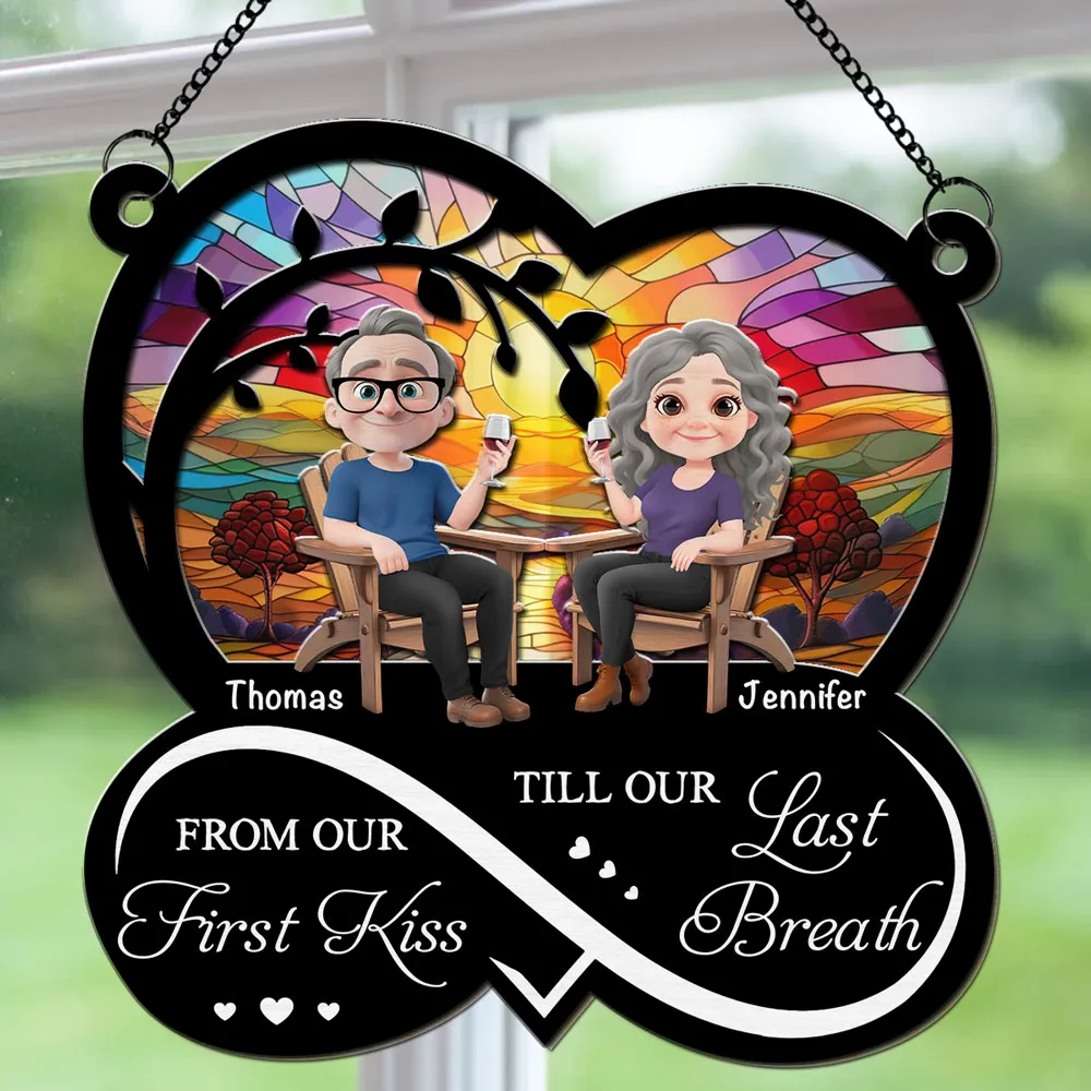 From Our First Kiss - Personalized Couple Window Suncatcher Ornament