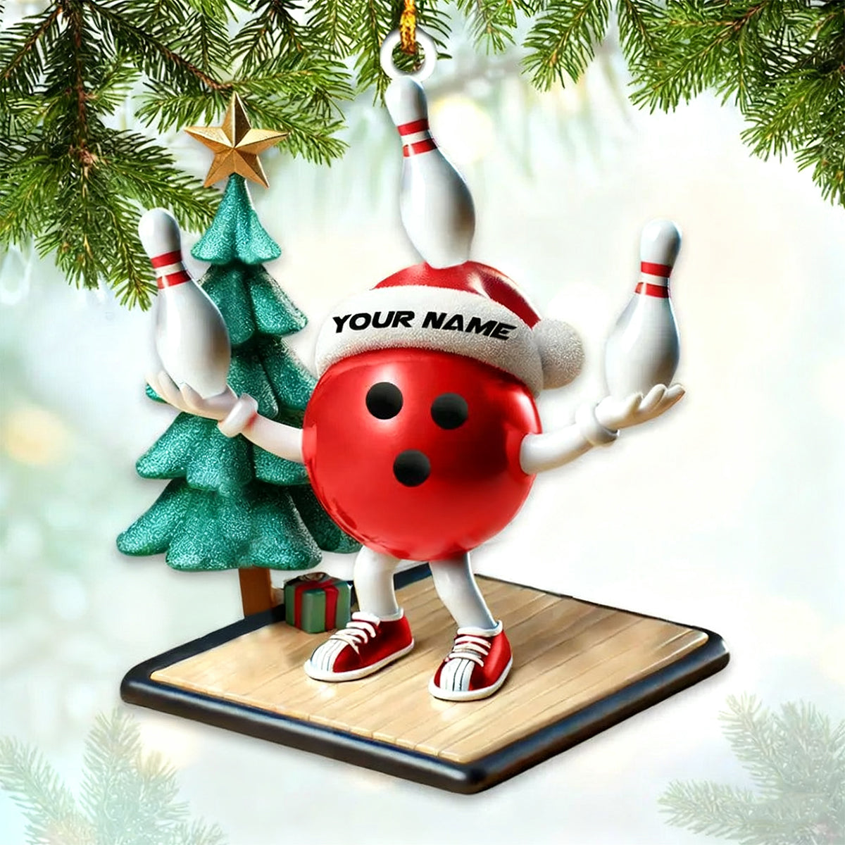 Custom Name Bowling Personalized Acrylic Ornament Bowling Lover Christmas Gift