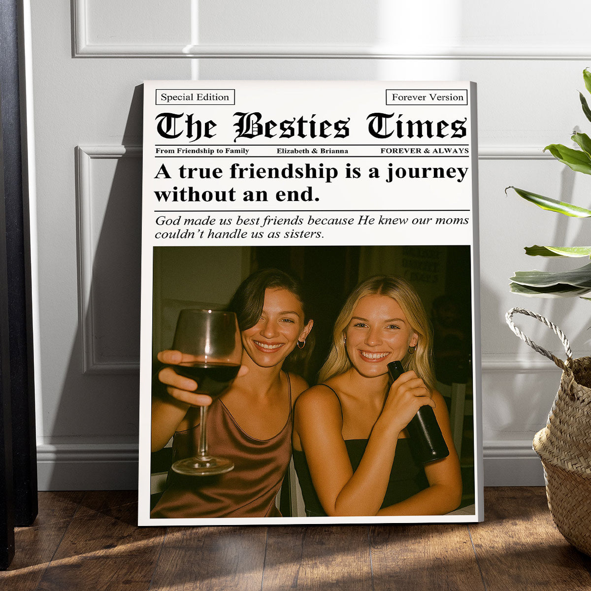 Newspaper The BFF Times - Upload Best Friend, Bestie Photo - Personalized Photo Poster Gift For Friend, Bestie