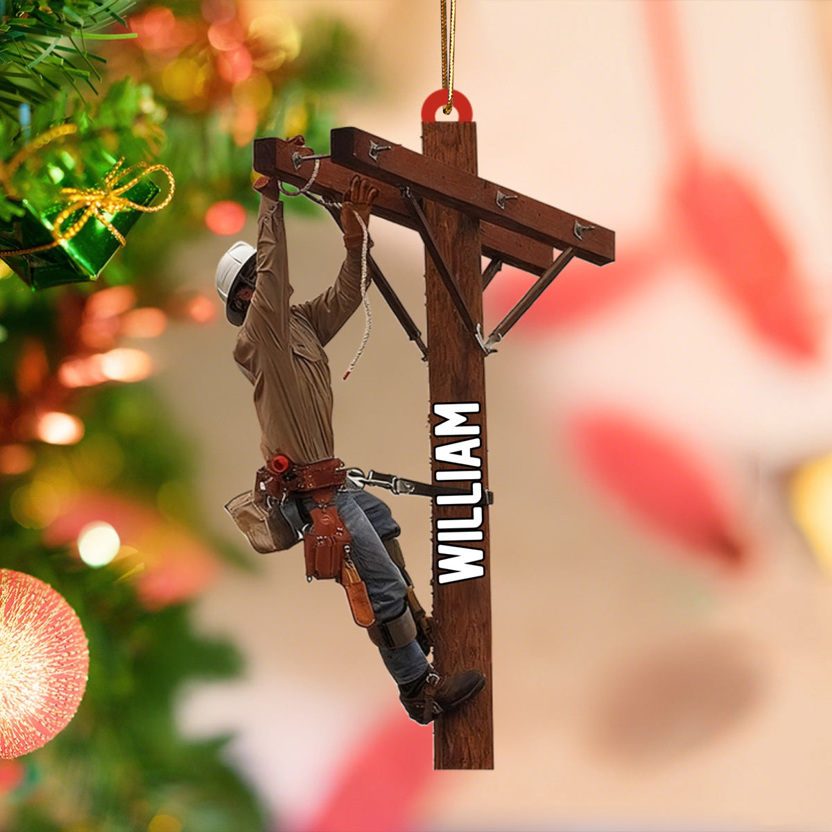 Lineman Outfit Personalized Christmas Ornaments, Gift For Lineman, Lineworker