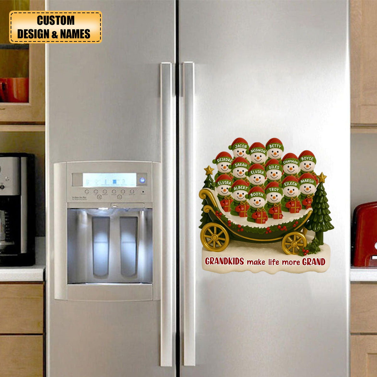 Grandkids Make Life More Grand, Christmas Tree And Sleigh Personalized Decal