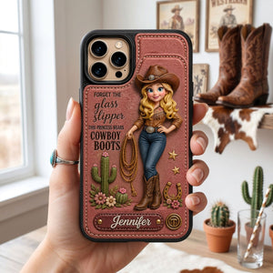 Personalized Cowgirl Leather Flip Wallet Phone Case – Gift For Cowgirls