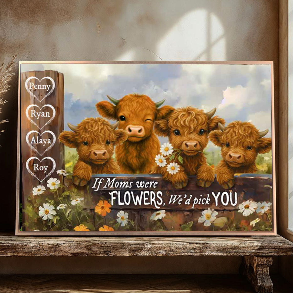 We'd Pick You Highland Cow Custom Canvas
