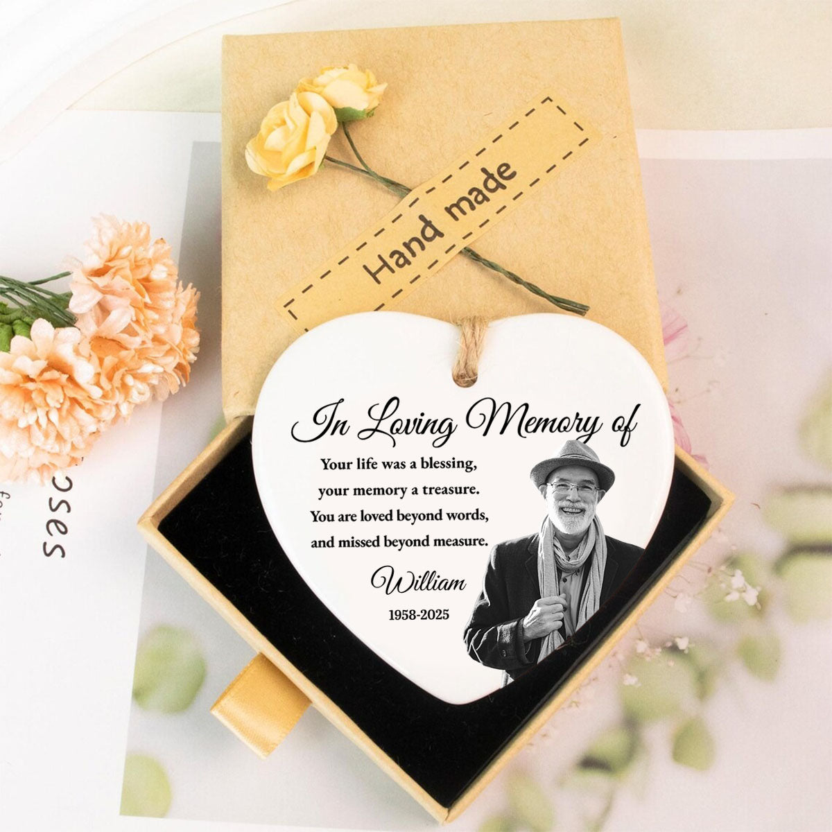 In Loving Memory Of Your Life Was A Blessing, Personalized Ceramic Ornament, Gift For Bereaved Family