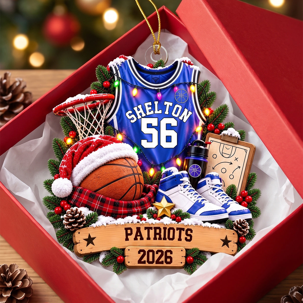 Personalized Basketball Christmas Ornament – Custom Name & Jersey Number Keepsake | Gift For Basketball Players, Coaches & Fans