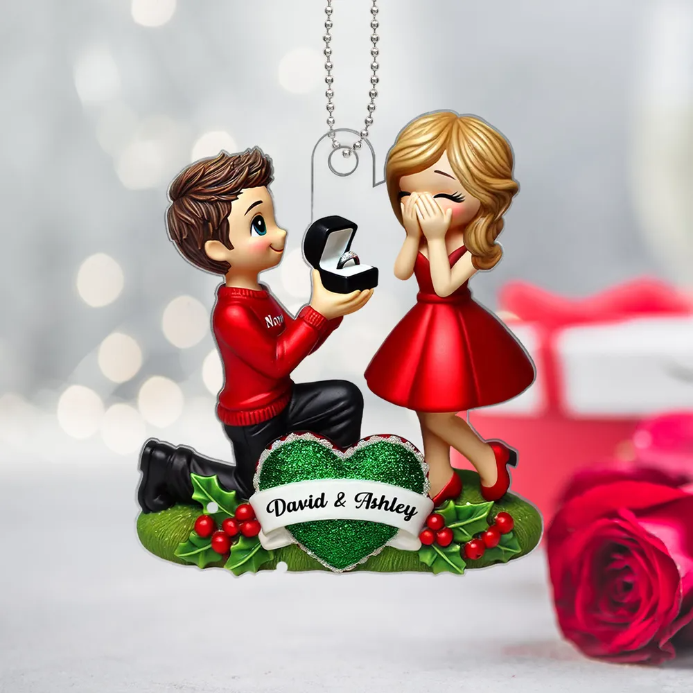 Marriage Proposal - Personalized Acrylic Ornament Newly Engaged Gift For Couple