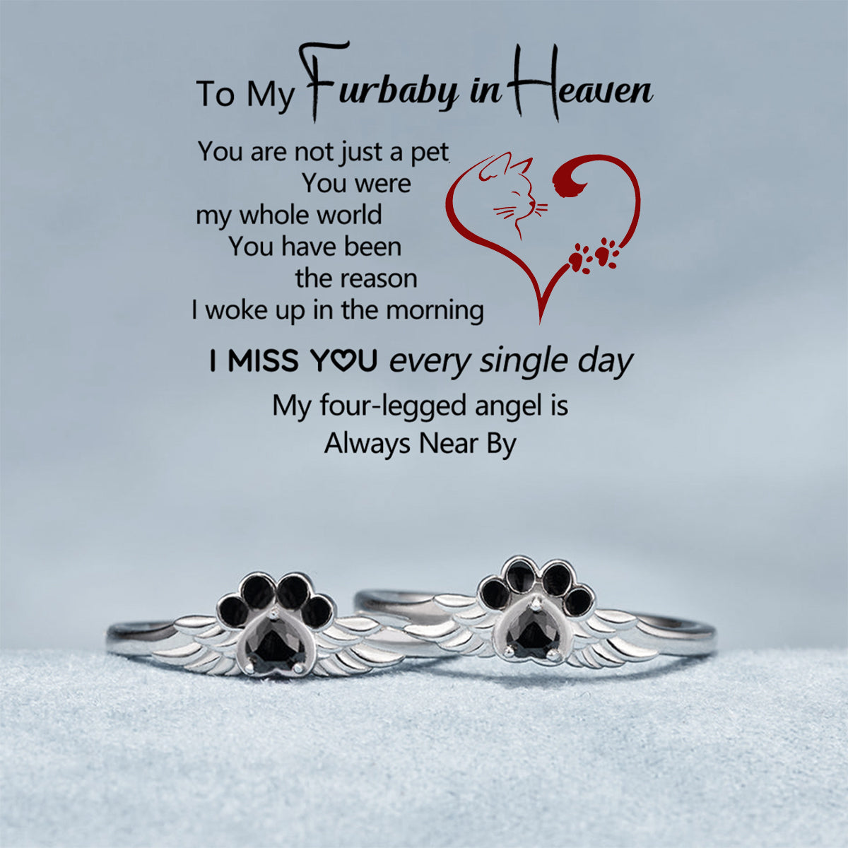 "Angel's Companion"-Paw Wing Ring My Four Legged Angel Is Always Near By