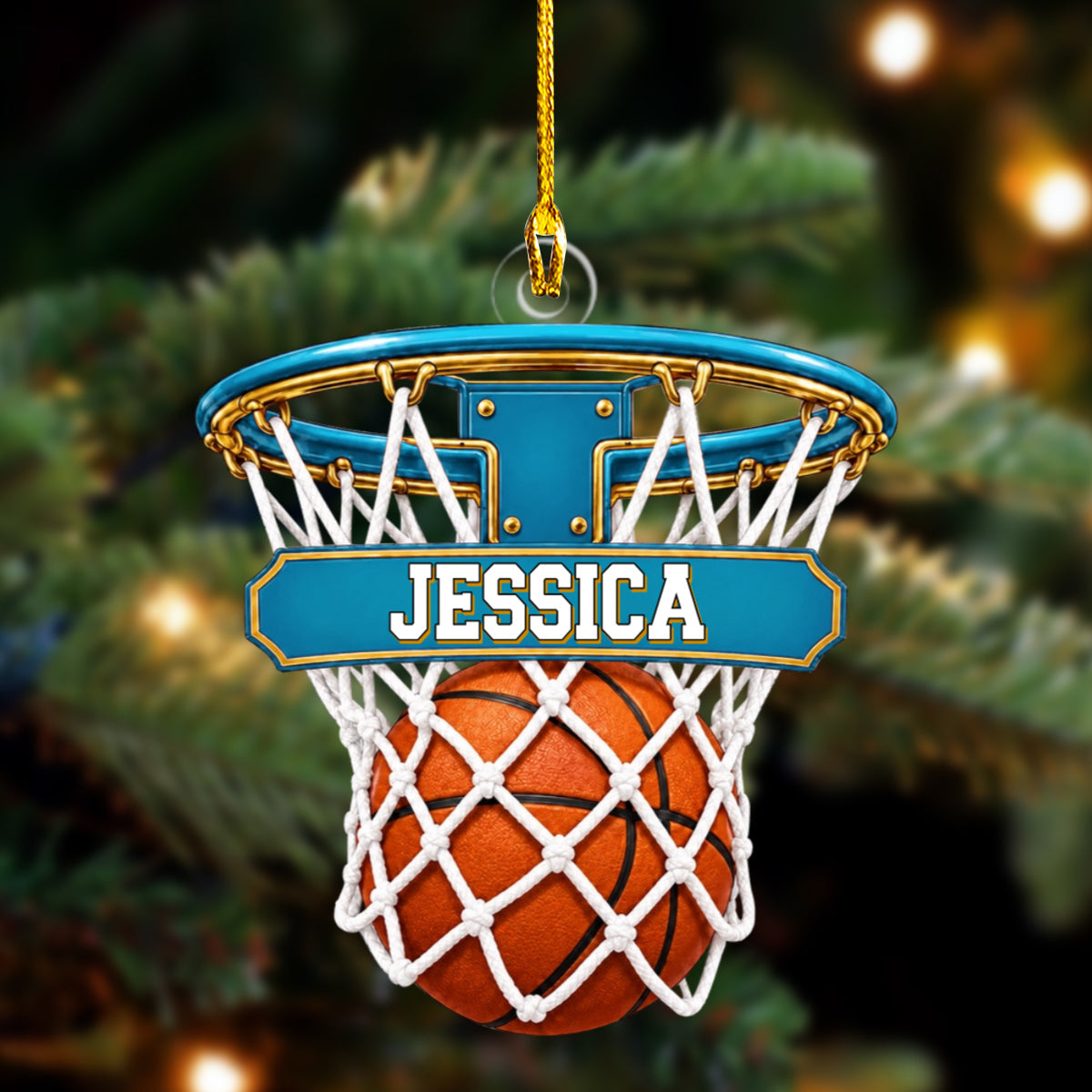 Personalized Basketball Hoop Christmas Ornament – Custom Name & Ball-In-Net Acrylic Keepsake | Gift for Players & Coaches