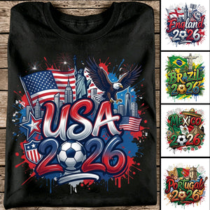 Personalized 2026 Soccer Country Cotton T-shirt | Perfect For Fan Events & Tailgates