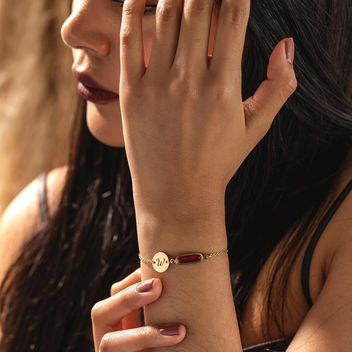 Birthstone with Initials - Personalized Birthstone Jewelry, Birthday Gift, Friendship Bracelet