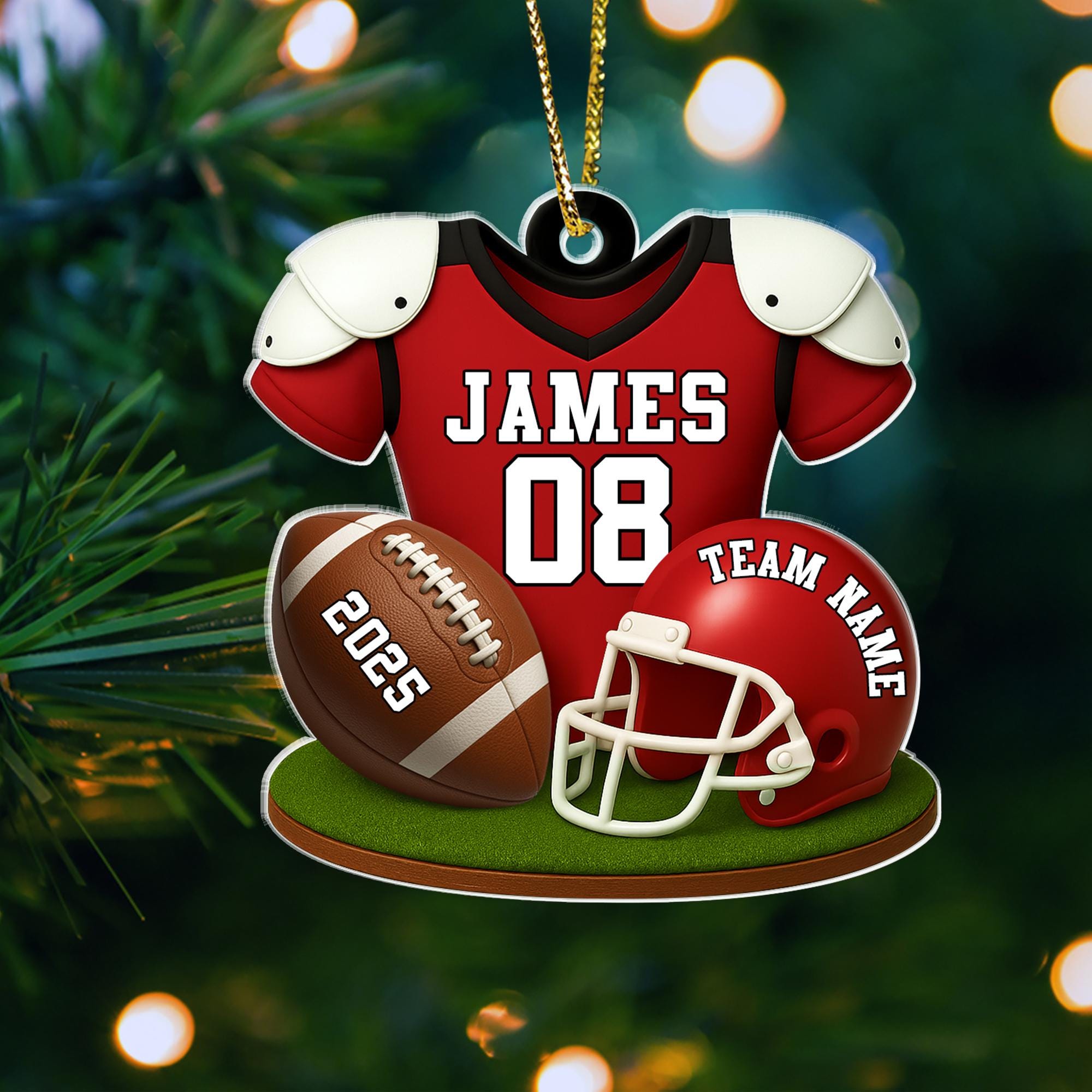 American Football Ornament, Football Player Christmas Gift Personalized Acrylic Ornament