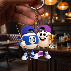 Personalized Cool Pool Ball Buddies Mascot Keychain – Unique Gift For Billiards Lovers