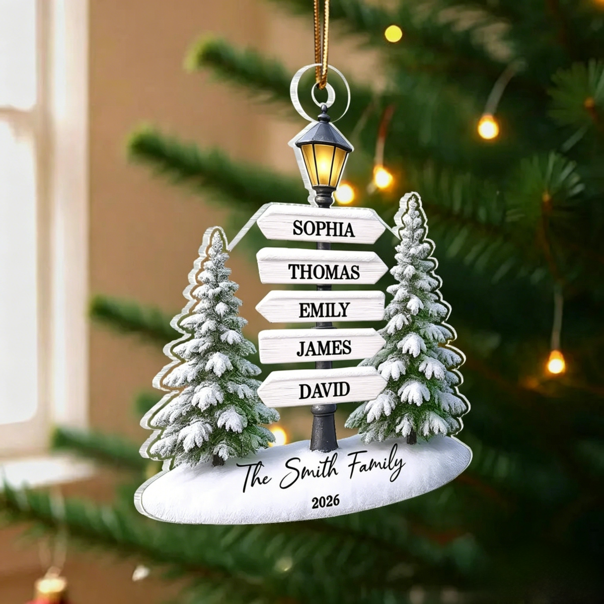 Christmas Decoration – Personalized Family Name Tree Acrylic Ornament
