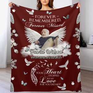 Custom Photo In Loving Memory Memorial Blanket -  Personalized Blanket Gifts for Loved one