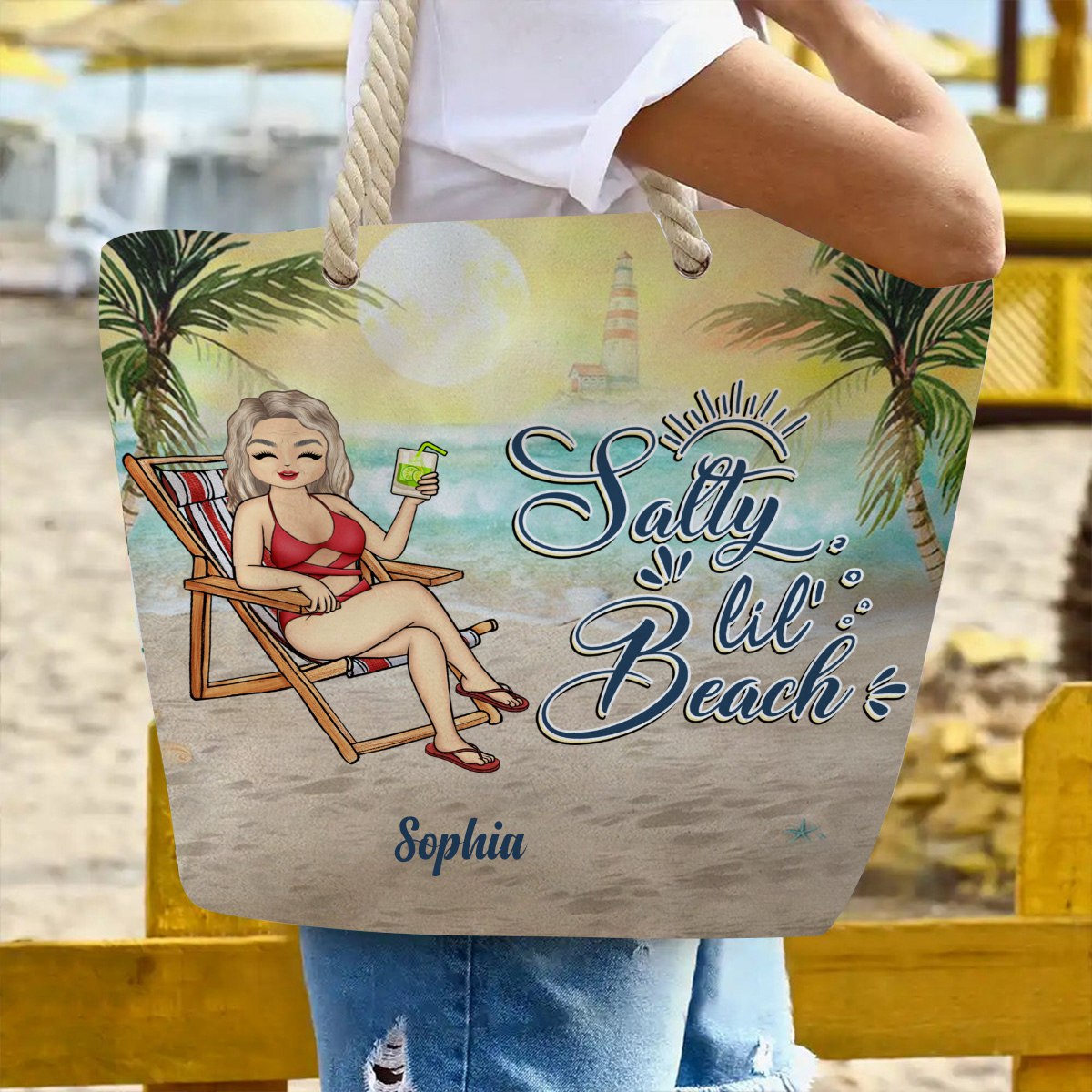 Personalized Beach Bag Enjoyed Summer - Beach Lovin' Girl