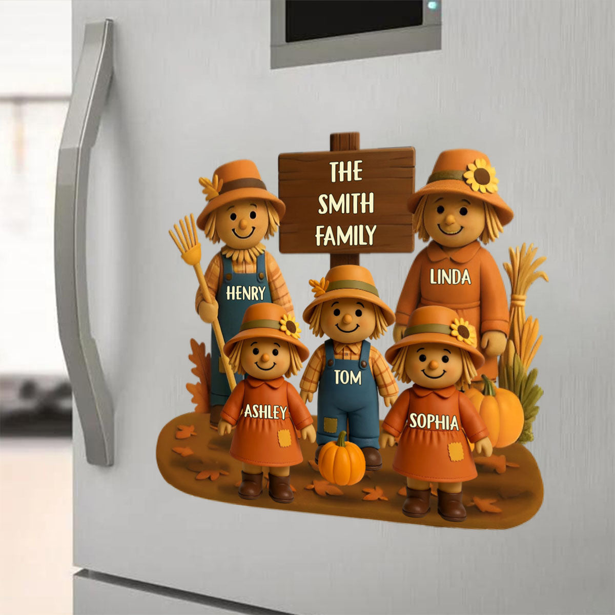 Fall Season Scarecrow Family Personalized Decal