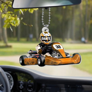 Go Kart Racing - Personalized Acrylic Ornament - Christmas Gift for Go Kart Lover, Racing Gift