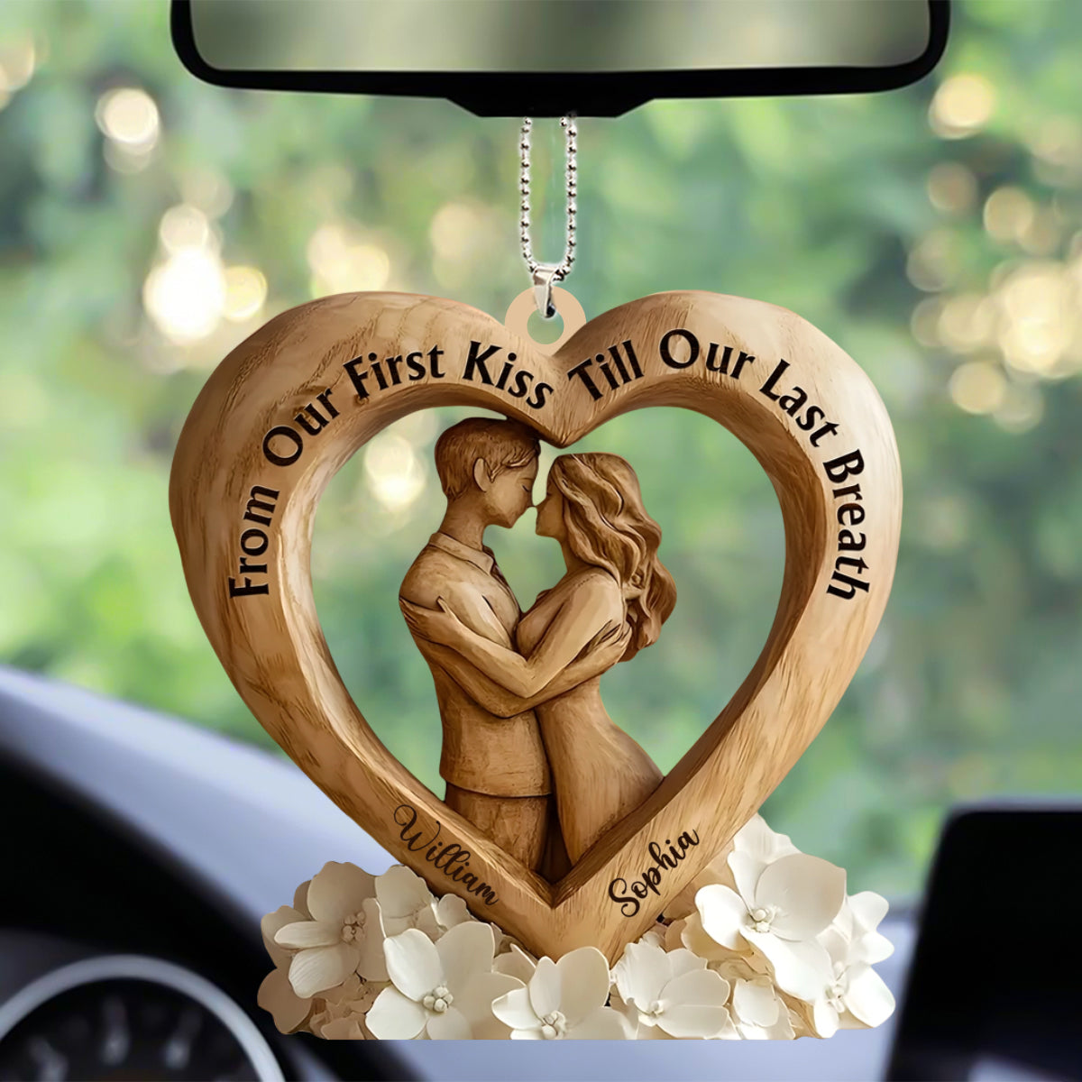 From First Kiss to Everlasting Love Personalized Couple Ornament