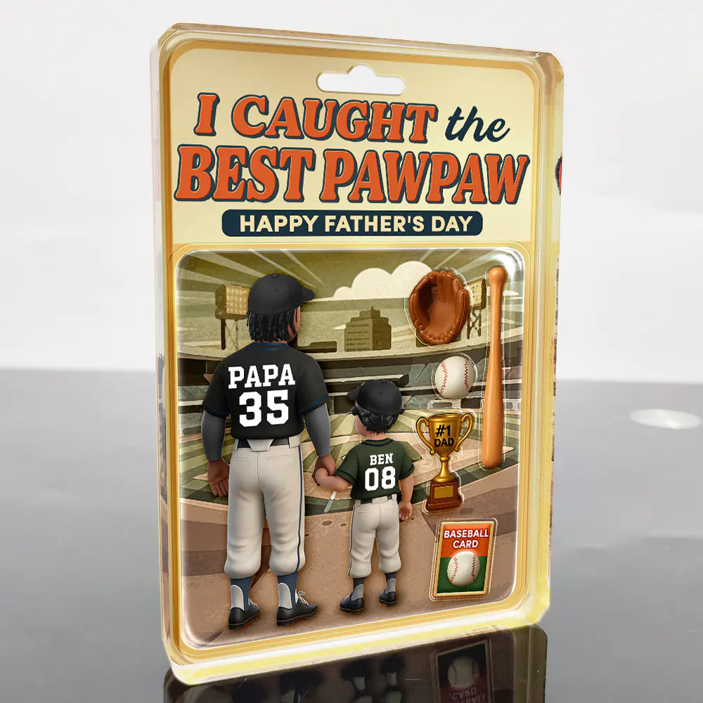 Baseball I Caught The Best Dad Doll Box - Personalized Shaped Acrylic Plaque