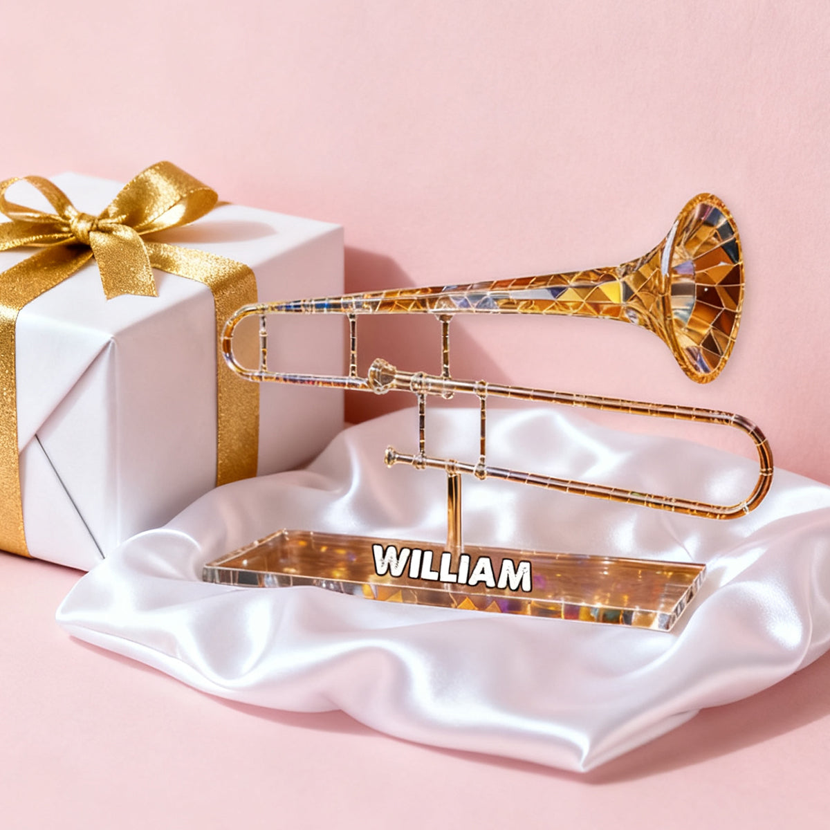 Trombone Custom Name Stained Glass Effect Acrylic Plaque, Music Plaque, Musician Gift