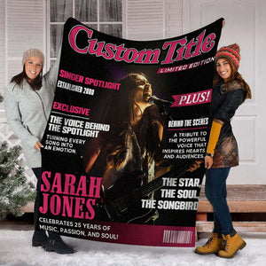 Personalized Singer Magazine Cover Blanket,  Singer Gift, Cool Gift For Music Lover, Karaoke Gift