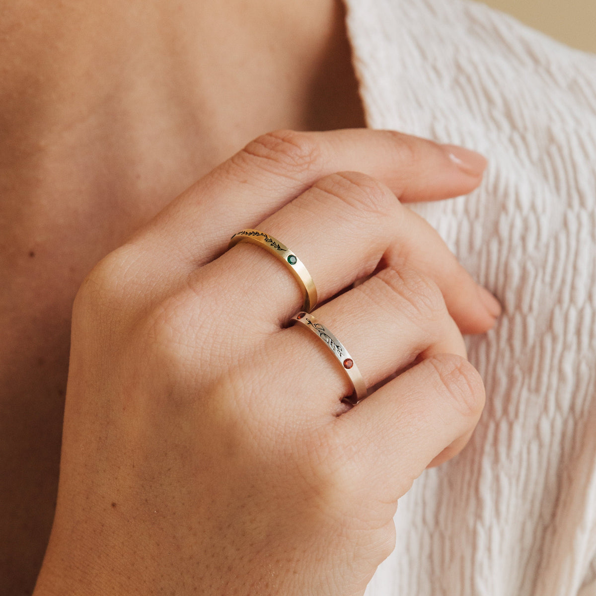 Personalized Floral Ring with Birthstones Flower Design Ring for Women