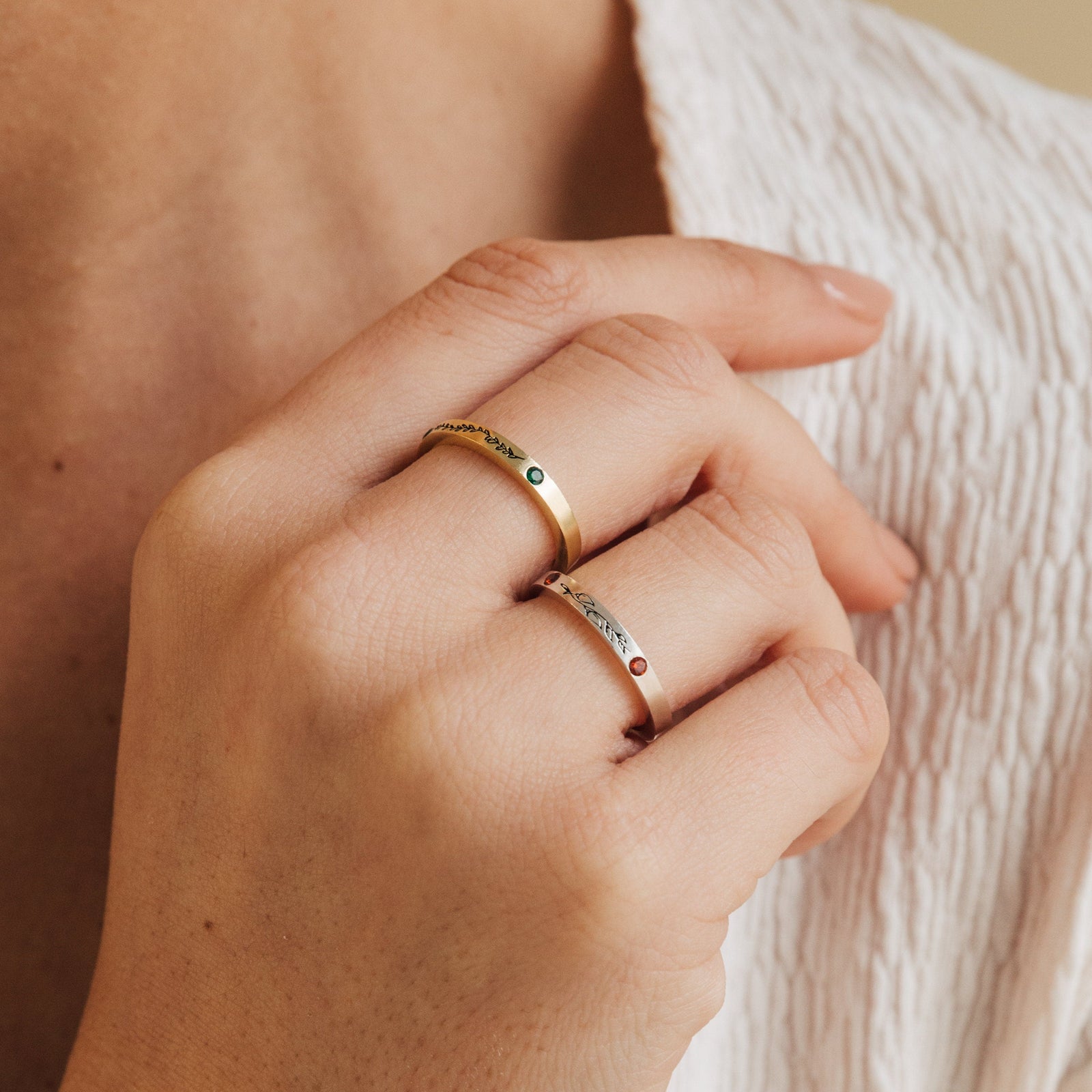 Personalized Floral Ring with Birthstones Flower Design Ring for Women