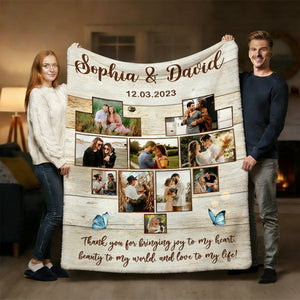 Custom Heart Photo Collage Blanket, Anniversary Collage Gift for Boyfriend, Girlfriend, Personalized Wedding Photo Gift