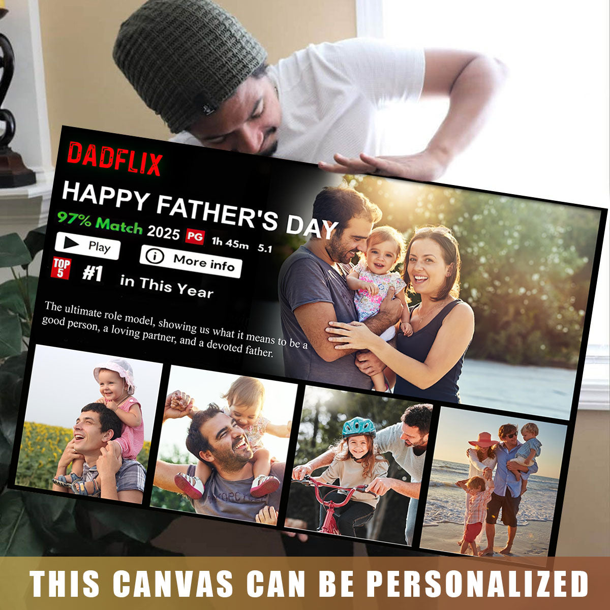 Dadflix Personalized Movie Landscape Canvas Poster,  Father's Day Gift for Dad Movie Poster