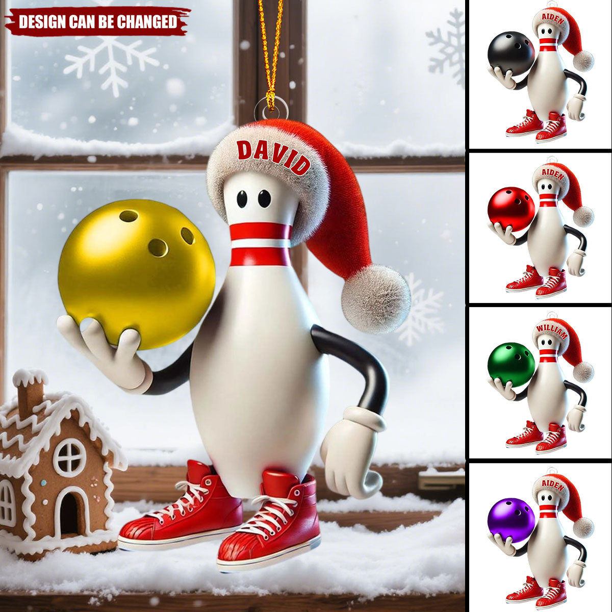 Personalized Custom Name Bowling Christmas Ornament, Gift For Bowling Lover