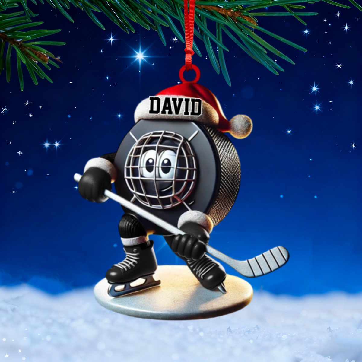 Personalized Name Ice Hockey Ornament Christmas Gift For Hockey Fans