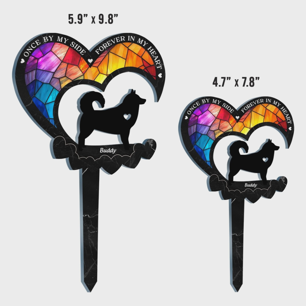 Heaven Gained A Furry Angel - Memorial Personalized Custom Stain Glass Style Acrylic Garden Stake