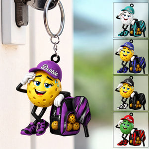 Personalized Cute Sweaty Male & Female Pickleball Ball Keychain