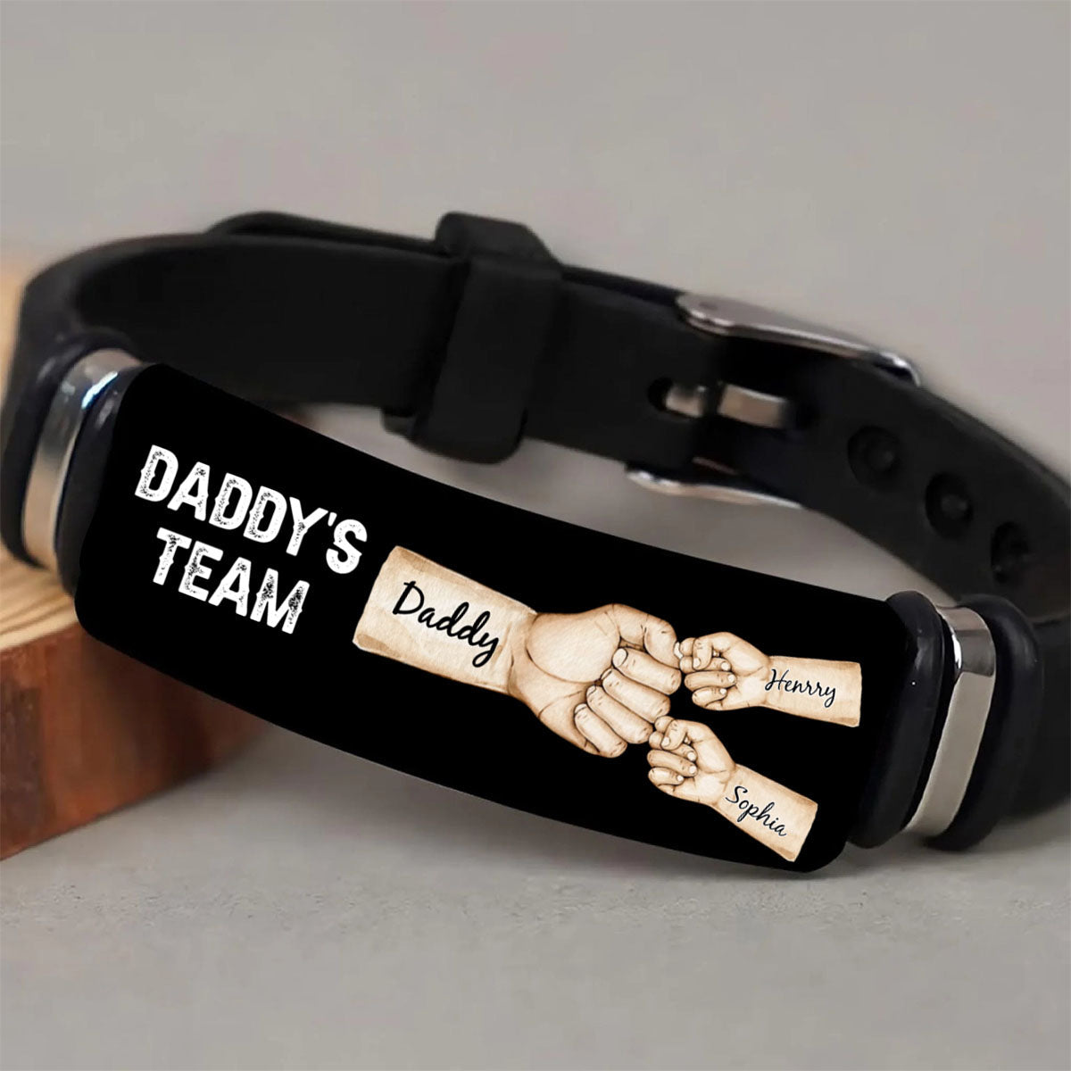 Daddy's Team Fist Bump Personalized Bracelet,Father's Day Gift For Dad, Gift for Husband, Gift for Grandpa