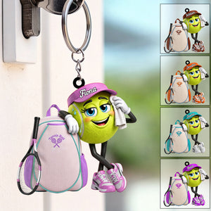 Personalized Cute Sweaty Male & Female Tennis Ball Keychain