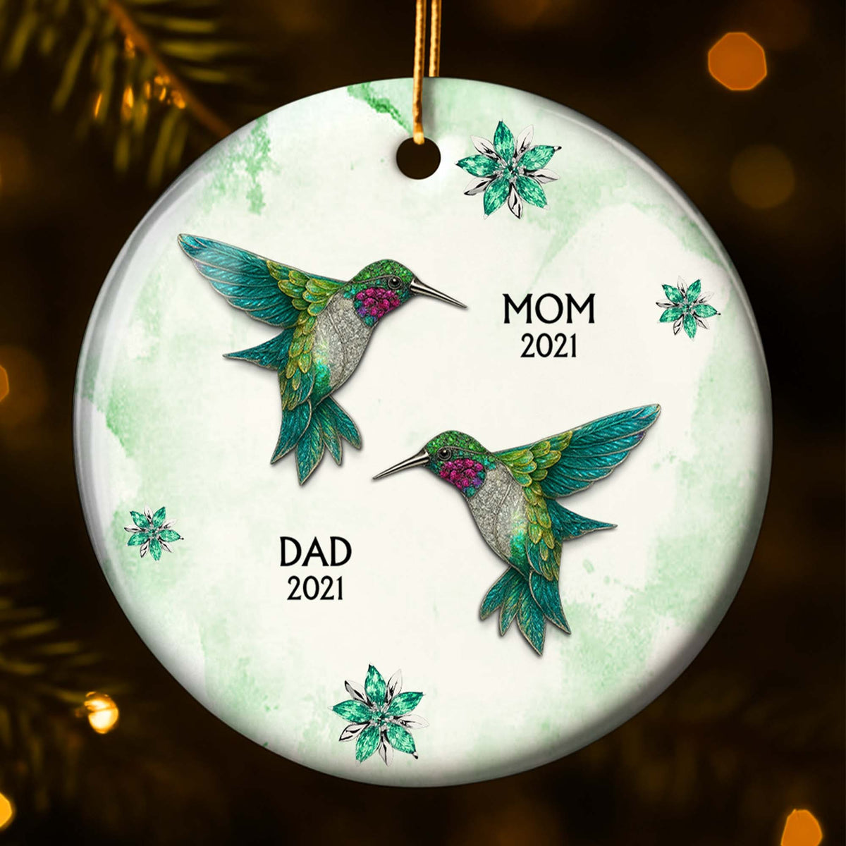 The Love And Memories With Birds And Flowers - Personalized Ceramic Ornament Gift For Family Members