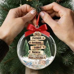 Christmas Ornament Travel Sign Post - Personalized Acrylic Ornament