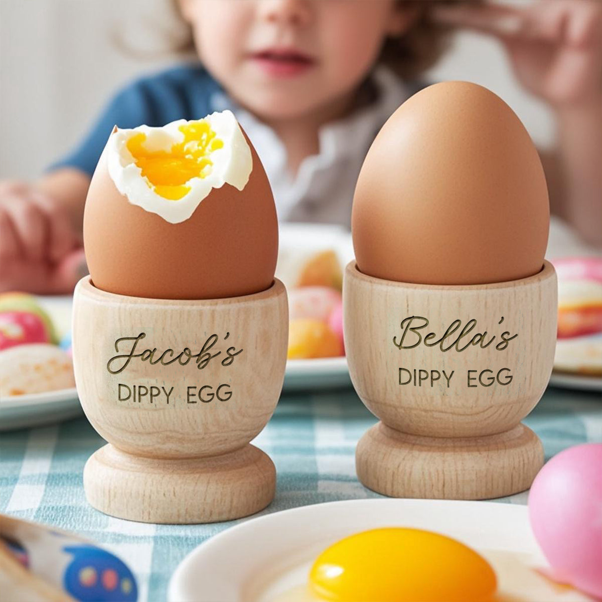 Personalized Wooden Egg Cup with Any Name, Easter Gift for Kids