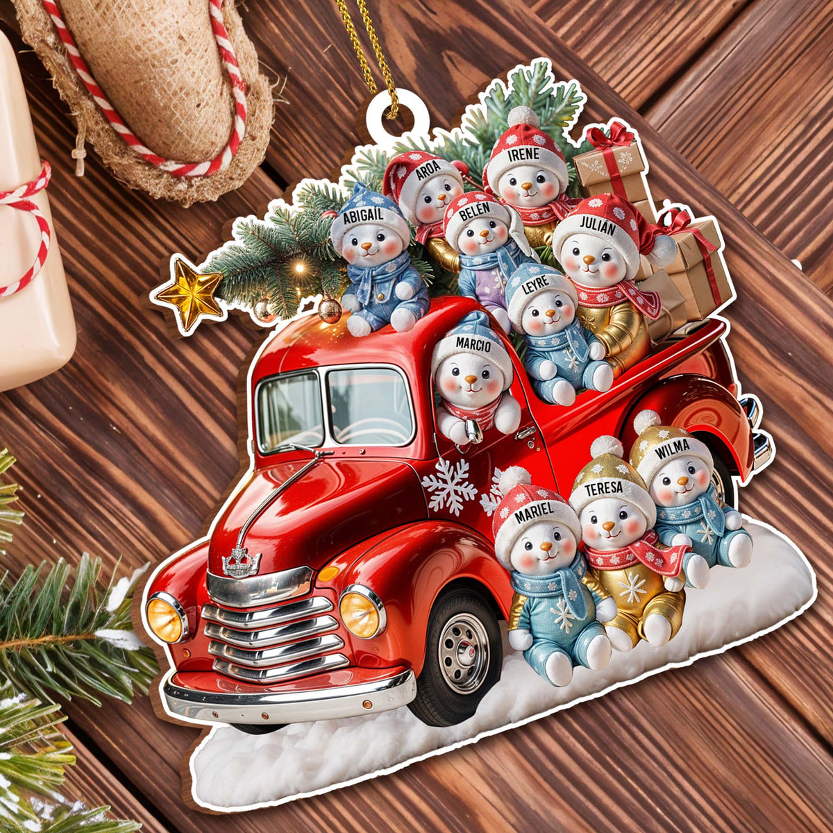 Wishing You A Merry Christmas - Family Personalized Custom Wood Ornament