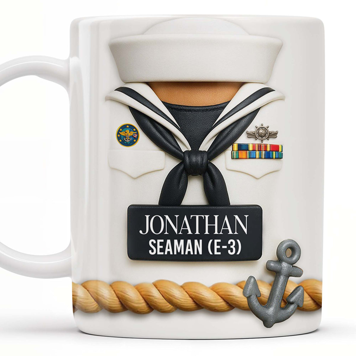 Celebrate Our Navy Heroes With Custom Navy Uniform And Anchor Design, Personalized Custom Coffee Mug